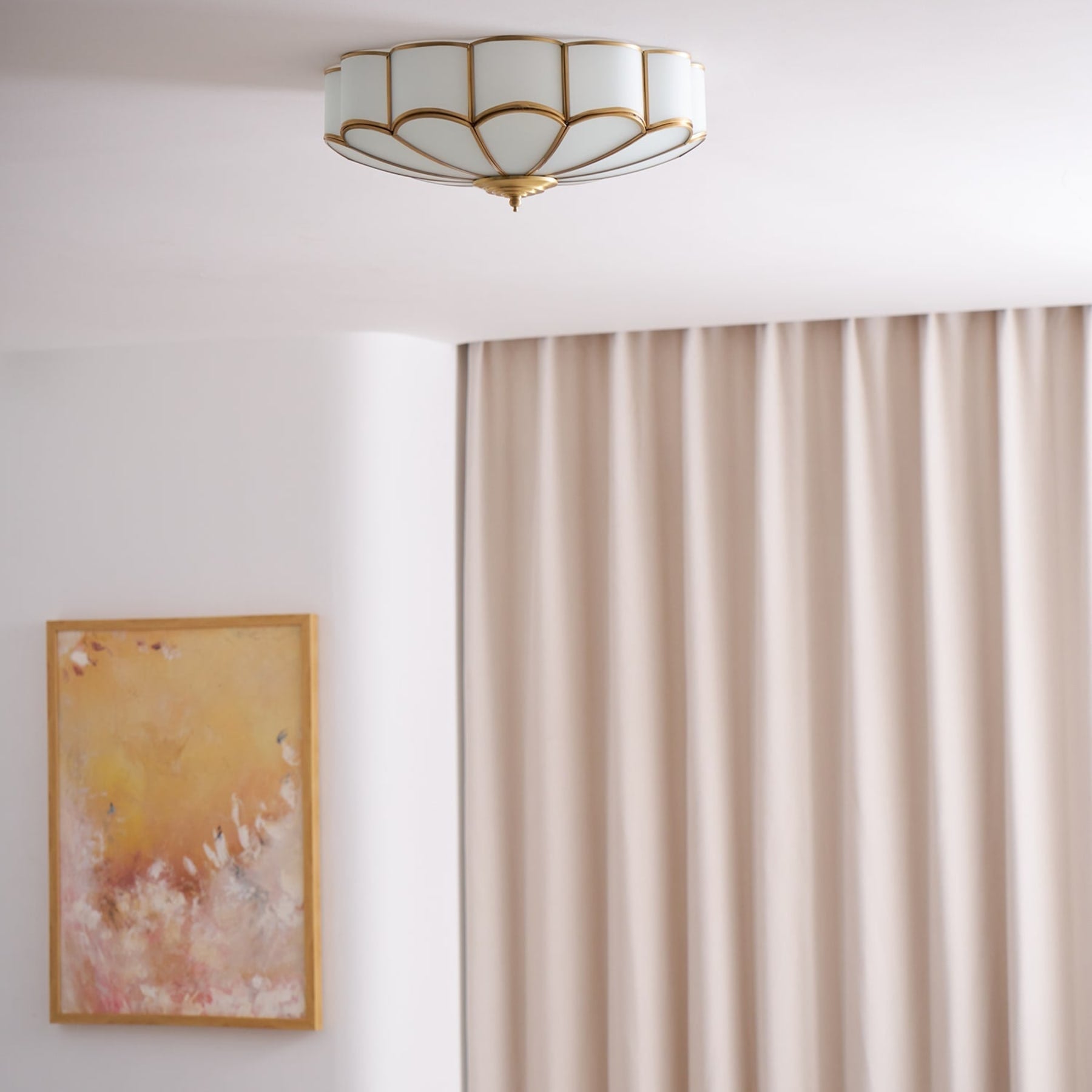 Traditional Brass and Glass Flush Mount Ceiling Light for Living Room — Greenwich Home & Living