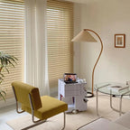 Scandinavian Wood Floor Lamp With Fabric Shade for Living Room — Greenwich Home & Living