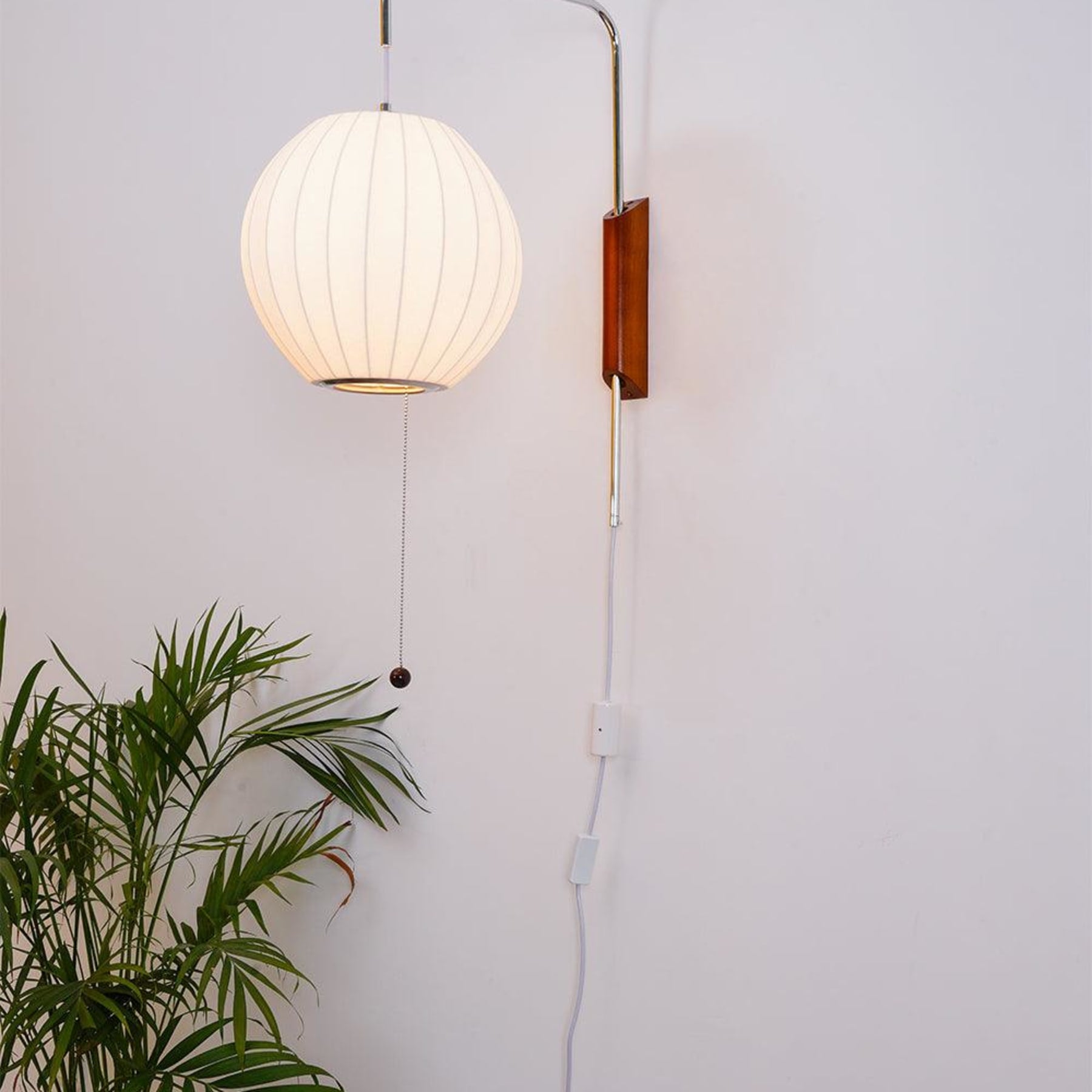 Modern Silk and Walnut Wood Wall Light for Bedroom and Living Room — Greenwich Home & Living