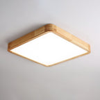 Minimalist Solid Wood Flush Mount Ceiling Light With Tri-Color Lighting in Square: 19.7" x 19.7" x 2.7" (50 x 50 x 6 cm) — Greenwich Home & Living