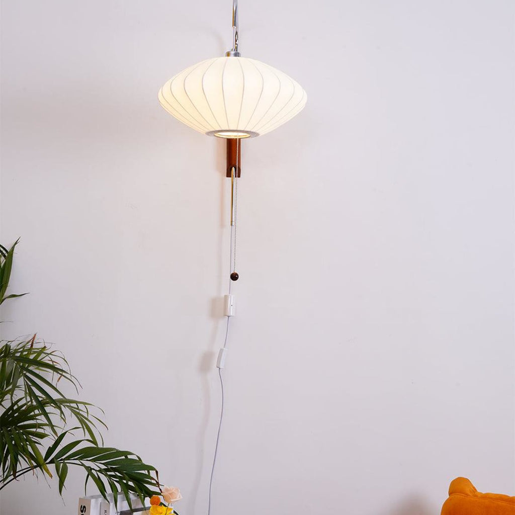 Modern Silk and Walnut Wood Wall Light for Bedroom and Living Room — Greenwich Home & Living