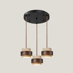 Contemporary Travertine and Solid Wood Pendant Light With Tri-Color Light for Dining Room — Greenwich Home & Living