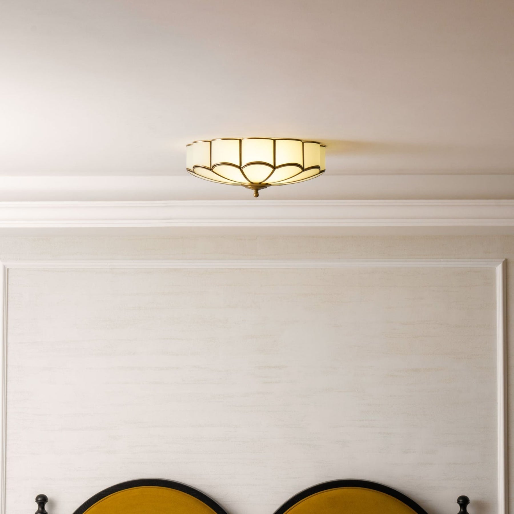 Traditional Brass and Glass Flush Mount Ceiling Light for Living Room — Greenwich Home & Living