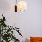 Modern Silk and Walnut Wood Wall Light for Bedroom and Living Room — Greenwich Home & Living
