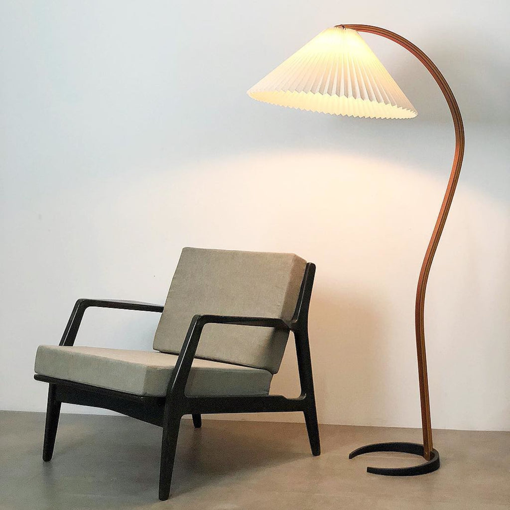 Scandinavian Wood Floor Lamp With Fabric Shade for Living Room — Greenwich Home & Living