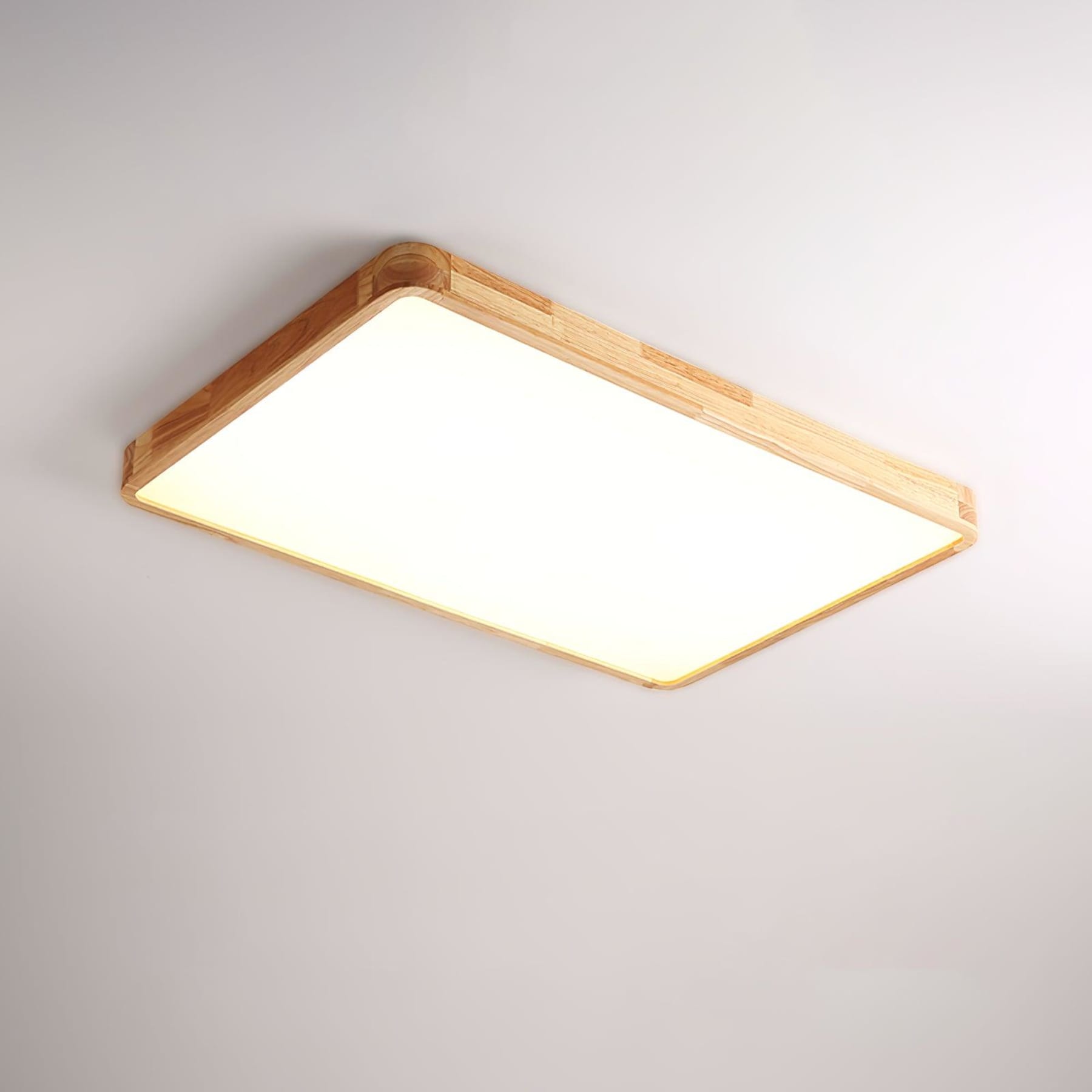 Minimalist Solid Wood Flush Mount Ceiling Light With Tri-Color Lighting — Greenwich Home & Living