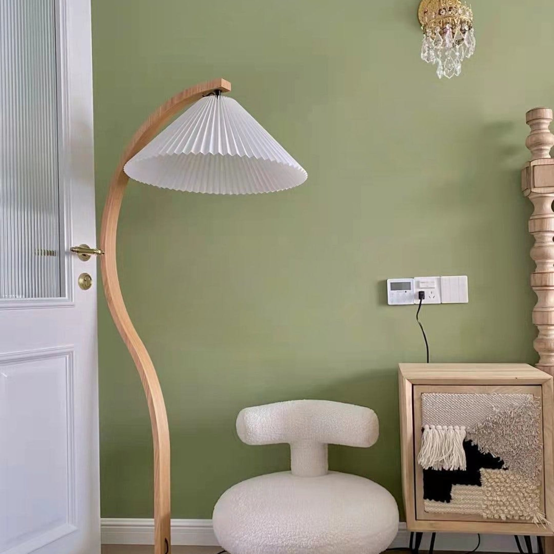 Scandinavian Wood Floor Lamp With Fabric Shade for Living Room — Greenwich Home & Living