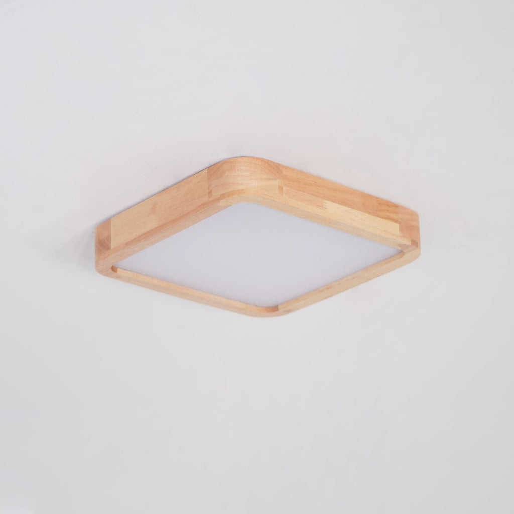 Minimalist Solid Wood Flush Mount Ceiling Light With Tri-Color Lighting — Greenwich Home & Living