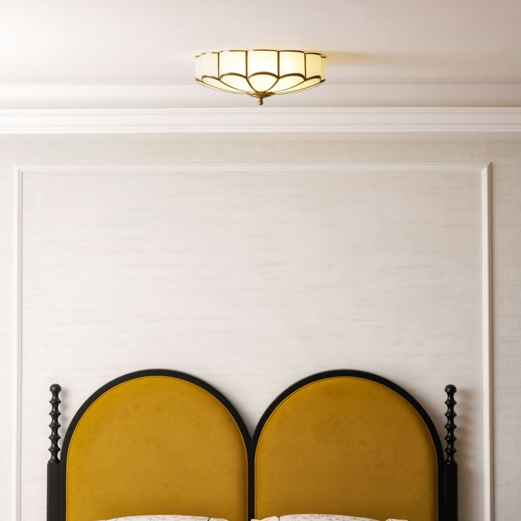 Traditional Brass and Glass Flush Mount Ceiling Light for Living Room — Greenwich Home & Living