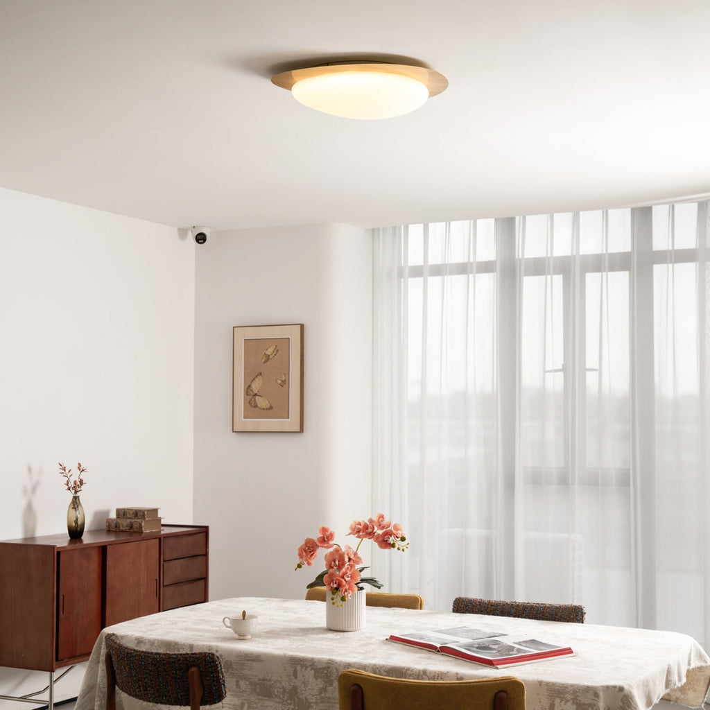 Scandinavian Wood Flush Mount Ceiling Light With Adjustable Color Temperature — Greenwich Home & Living