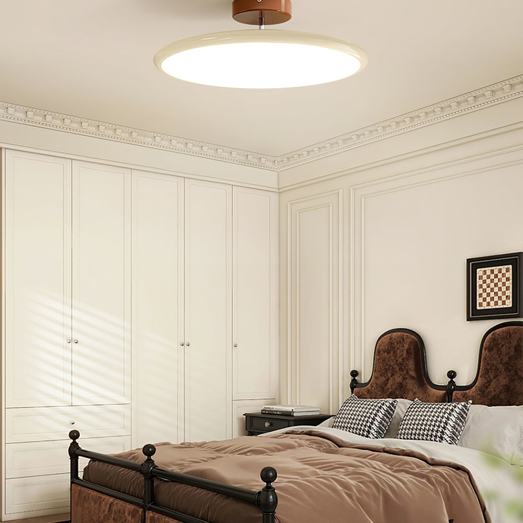 Retro Metal Semi-Flush Mount Ceiling Light With Three-Color Light — Greenwich Home & Living