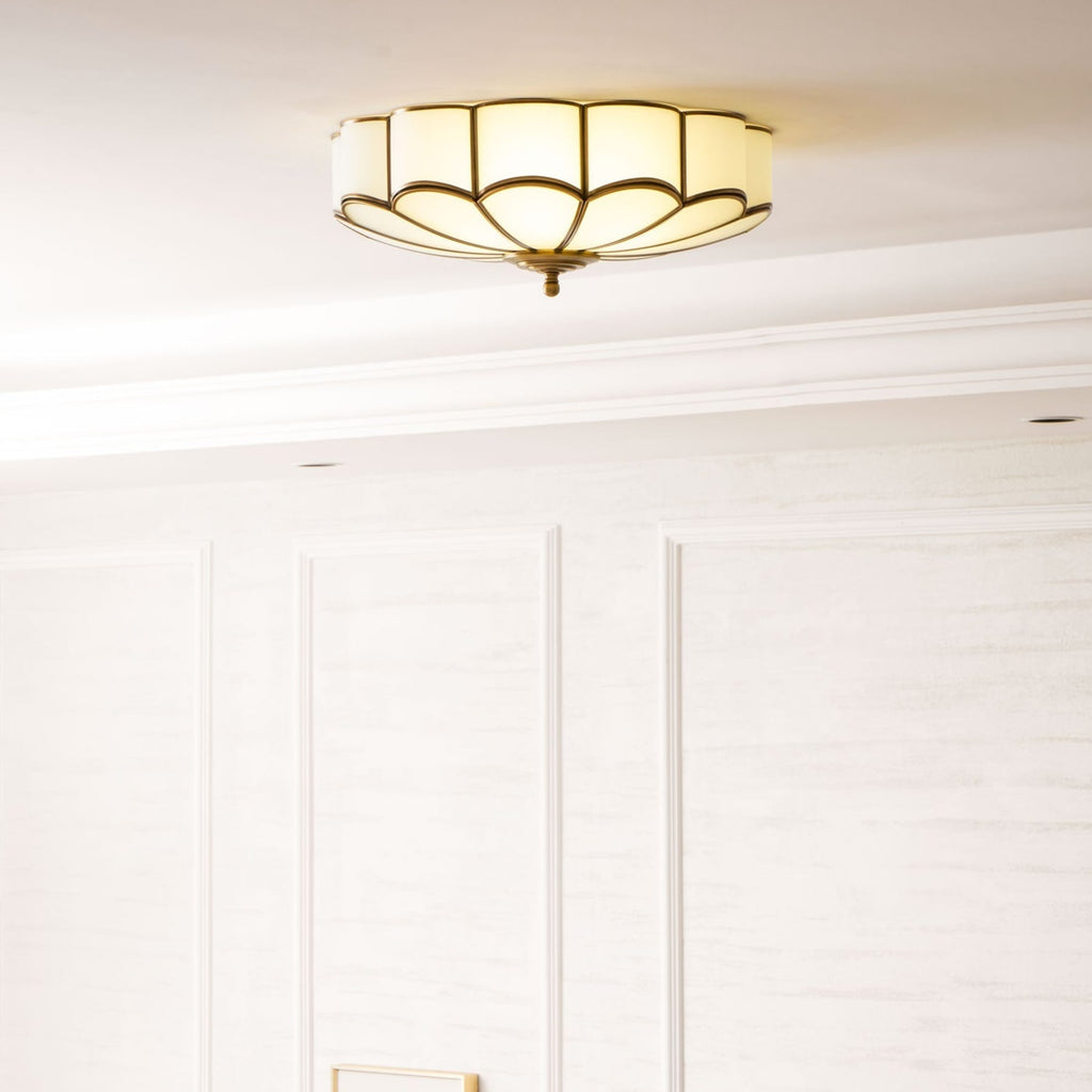 Traditional Brass and Glass Flush Mount Ceiling Light for Living Room — Greenwich Home & Living