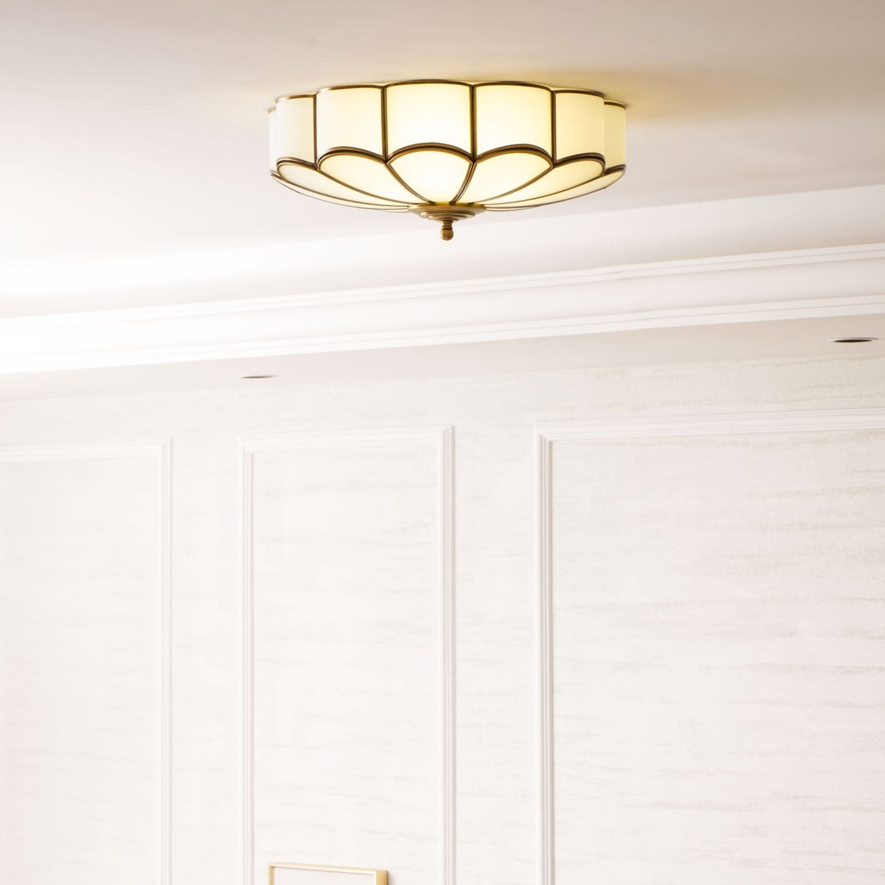 Traditional Brass and Glass Flush Mount Ceiling Light for Living Room — Greenwich Home & Living