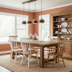 Contemporary Travertine and Solid Wood Pendant Light With Tri-Color Light for Dining Room — Greenwich Home & Living