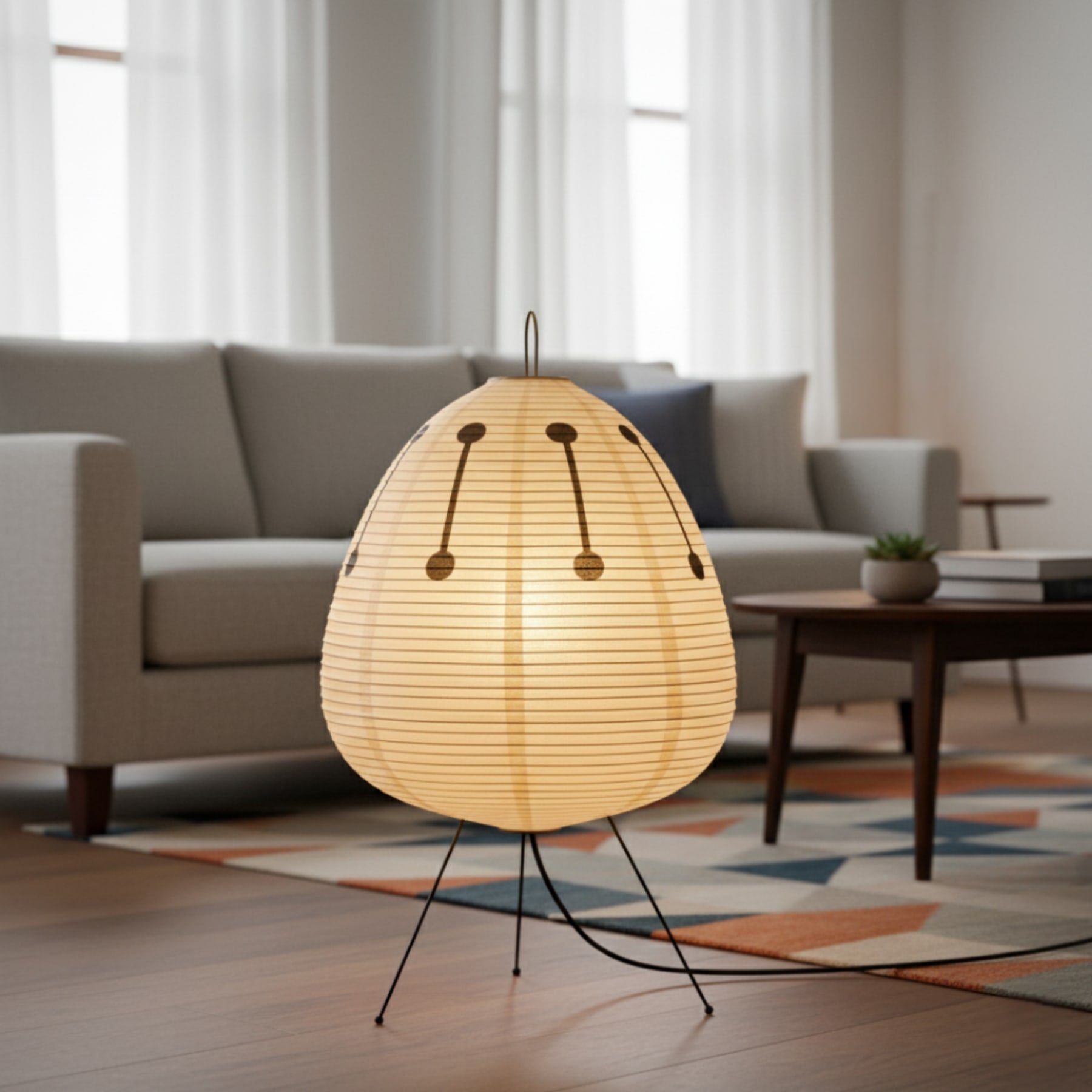 Minimalist Rice Paper Floor Lamp With Tri-Color Light for Living Room — Greenwich Home & Living