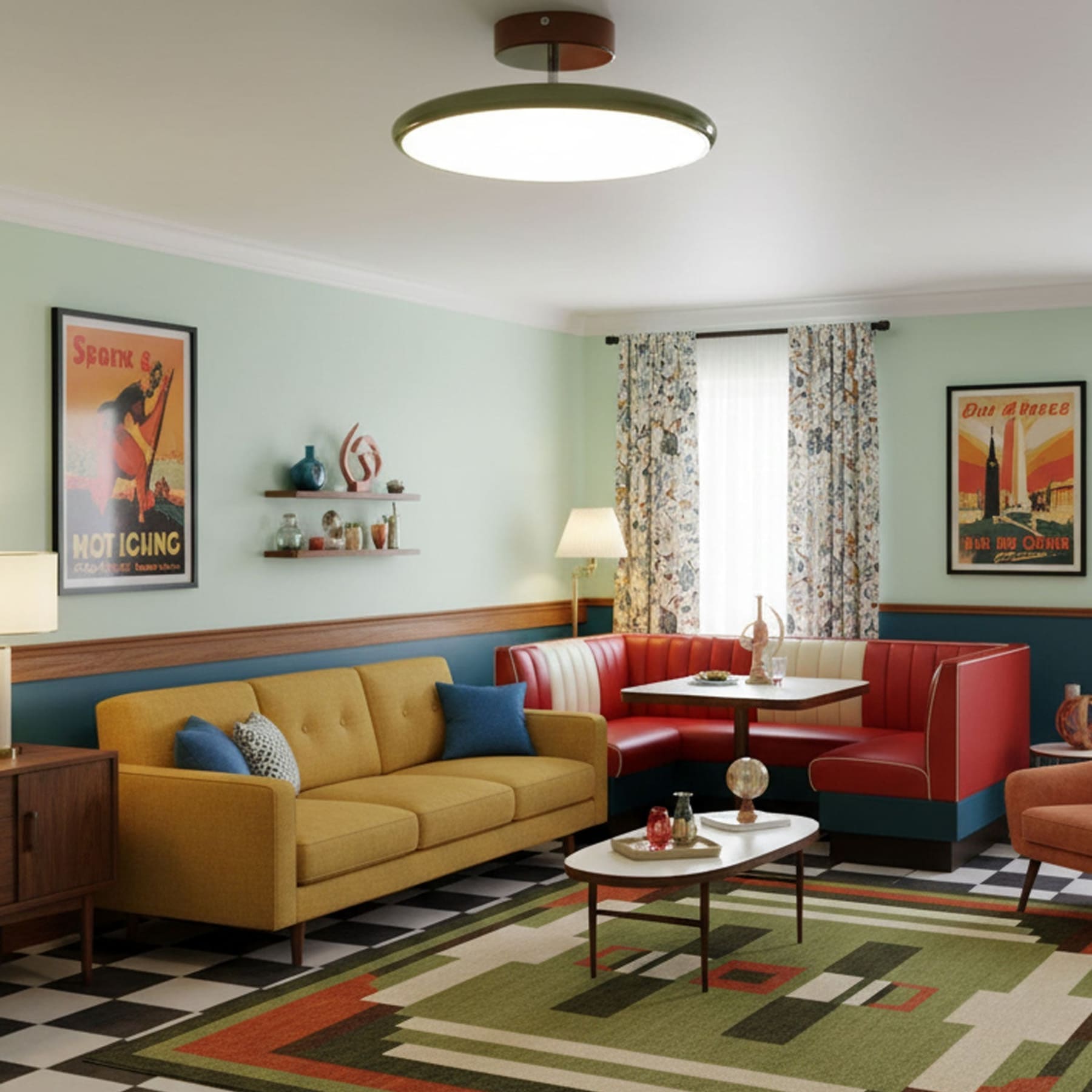 Retro Metal Semi-Flush Mount Ceiling Light With Three-Color Light — Greenwich Home & Living