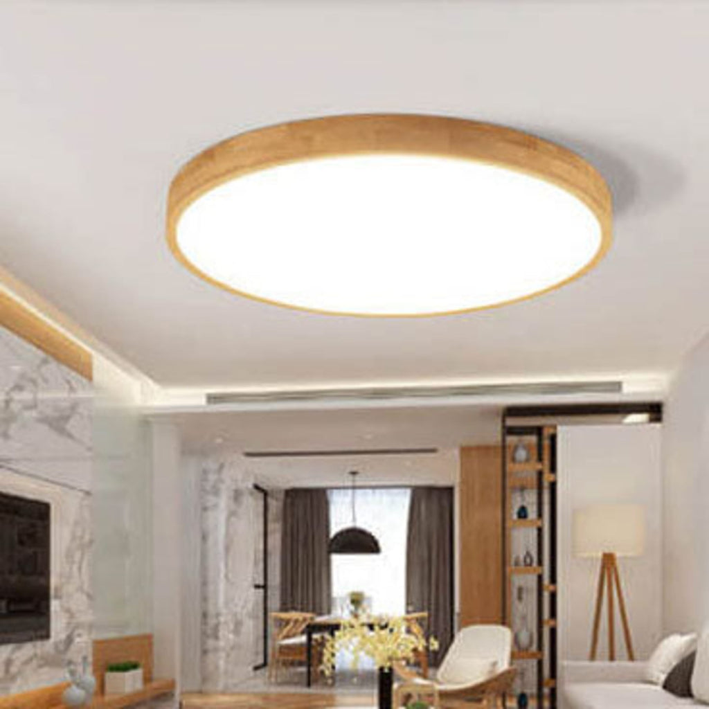 Scandinavian Wood Flush Mount Ceiling Light With Tri-Color Dimming — Greenwich Home & Living