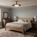 Contemporary Ash Wood Semi-Flush Mount Ceiling Light With Tri-Color Light — Greenwich Home & Living