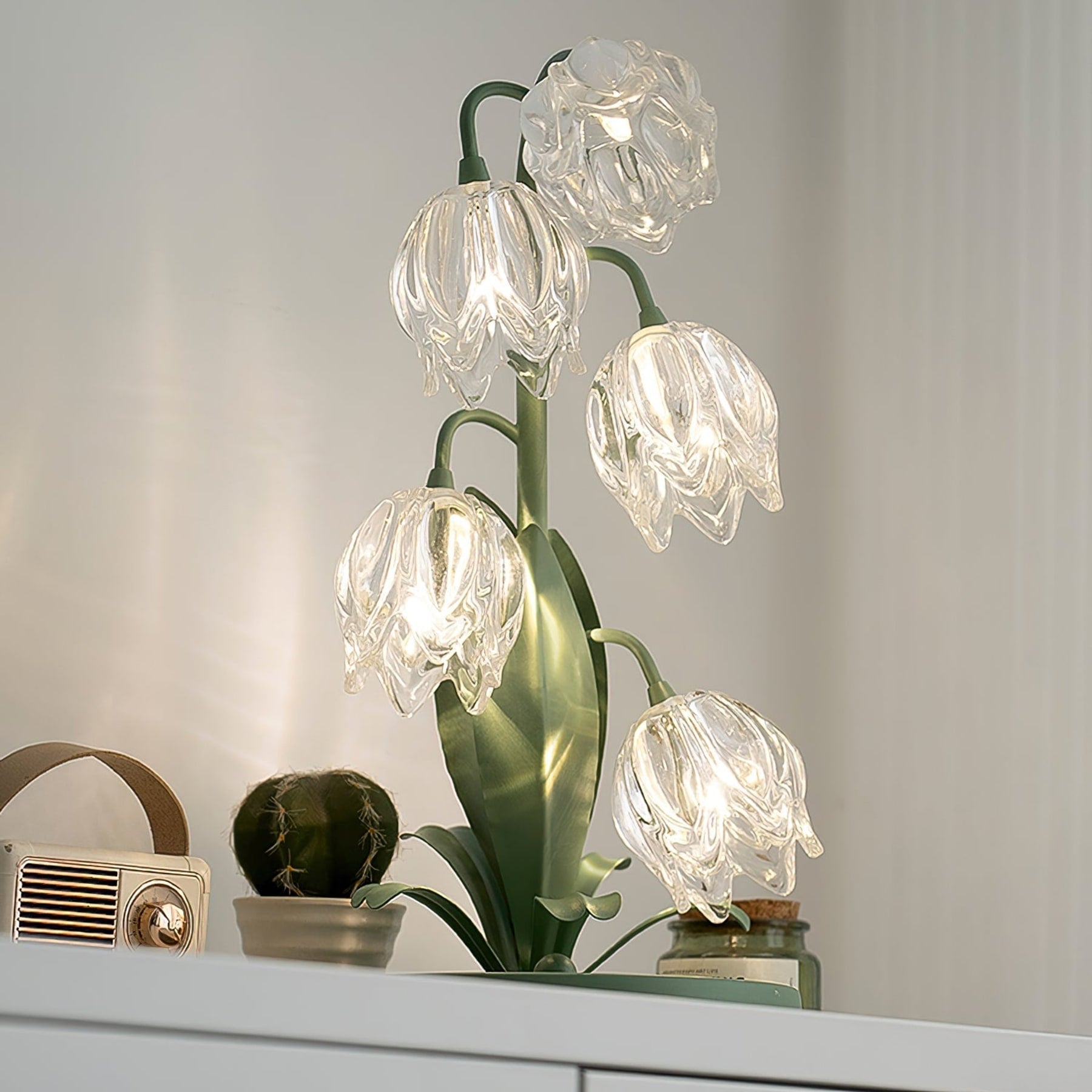 Contemporary Glass Table Lamp With USB Power for Living Room and Bedroom — Greenwich Home & Living