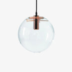 Modern Glass Pendant Light With Warm White Glow for Dining Room in Rose Gold — Greenwich Home & Living