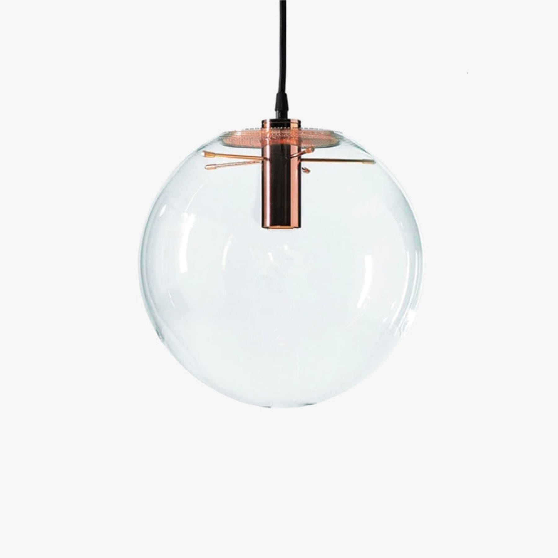 Modern Glass Pendant Light With Warm White Glow for Dining Room in Rose Gold — Greenwich Home & Living