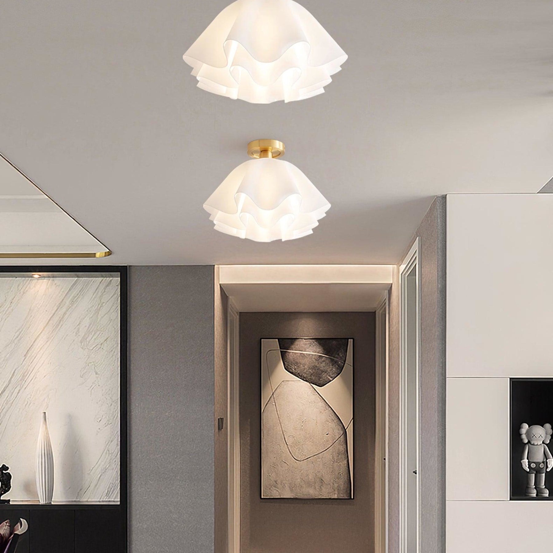 Contemporary Copper and Acrylic Flush Mount Ceiling Light With Tri-Color Dimming — Greenwich Home & Living