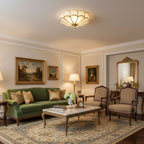 Traditional Brass and Glass Flush Mount Ceiling Light for Living Room — Greenwich Home & Living