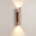 Minimalist Travertine and Wood Wall Light With Warm LED Glow — Greenwich Home & Living