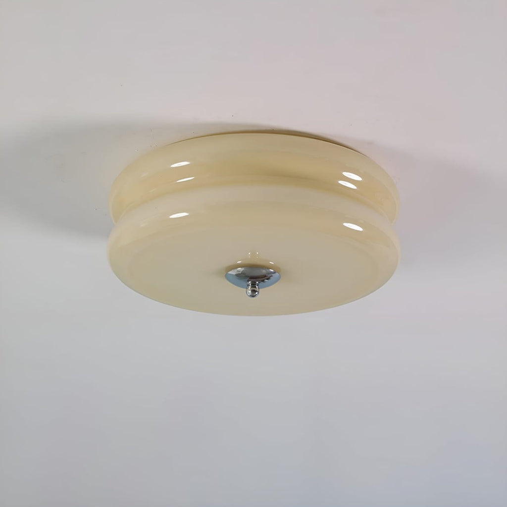 Retro Glass Flush Mount Ceiling Light With Adjustable Color Temperature in Chrome Beige — Greenwich Home & Living