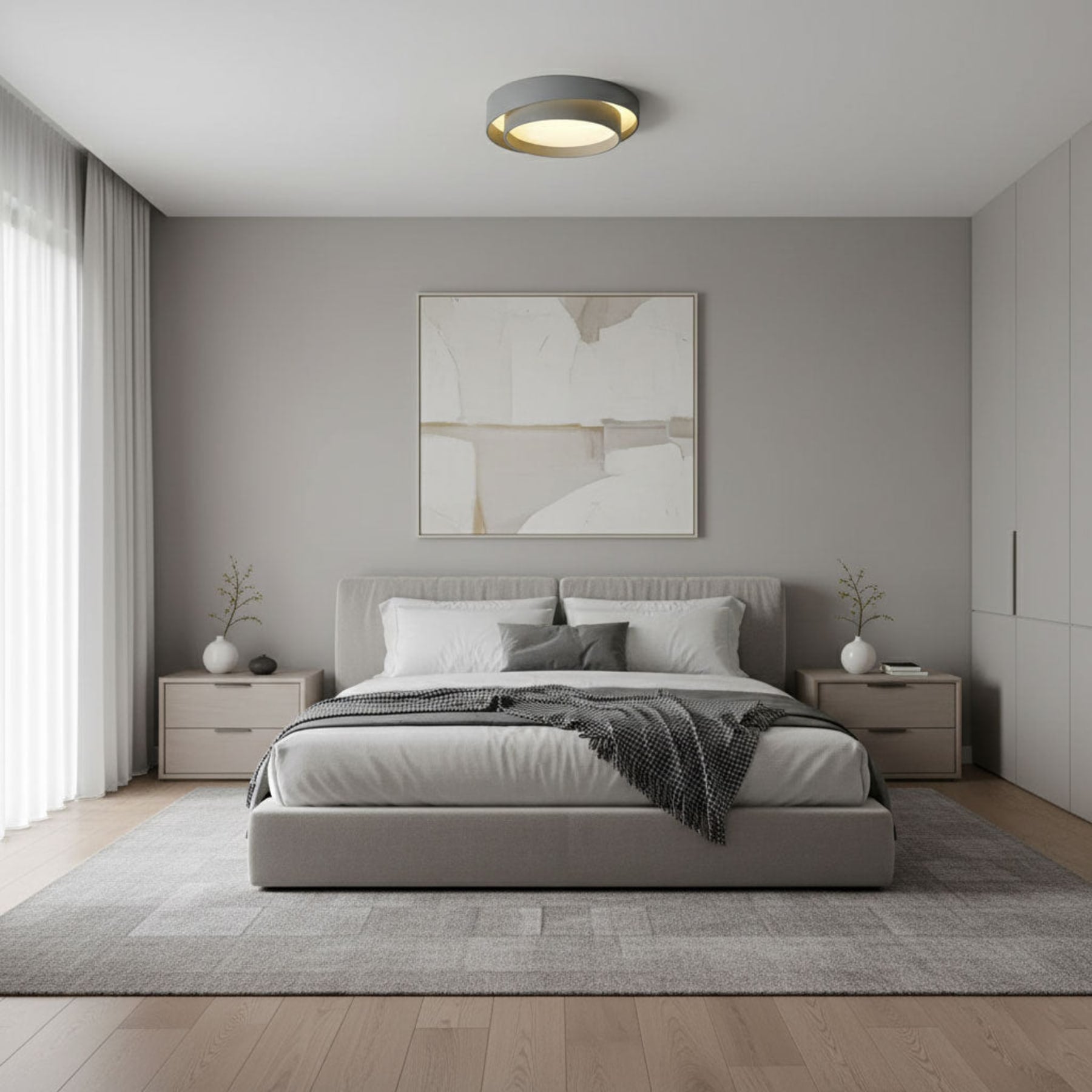 Minimalist Metal Flush Mount Ceiling Light With Bright Daylight LED — Greenwich Home & Living