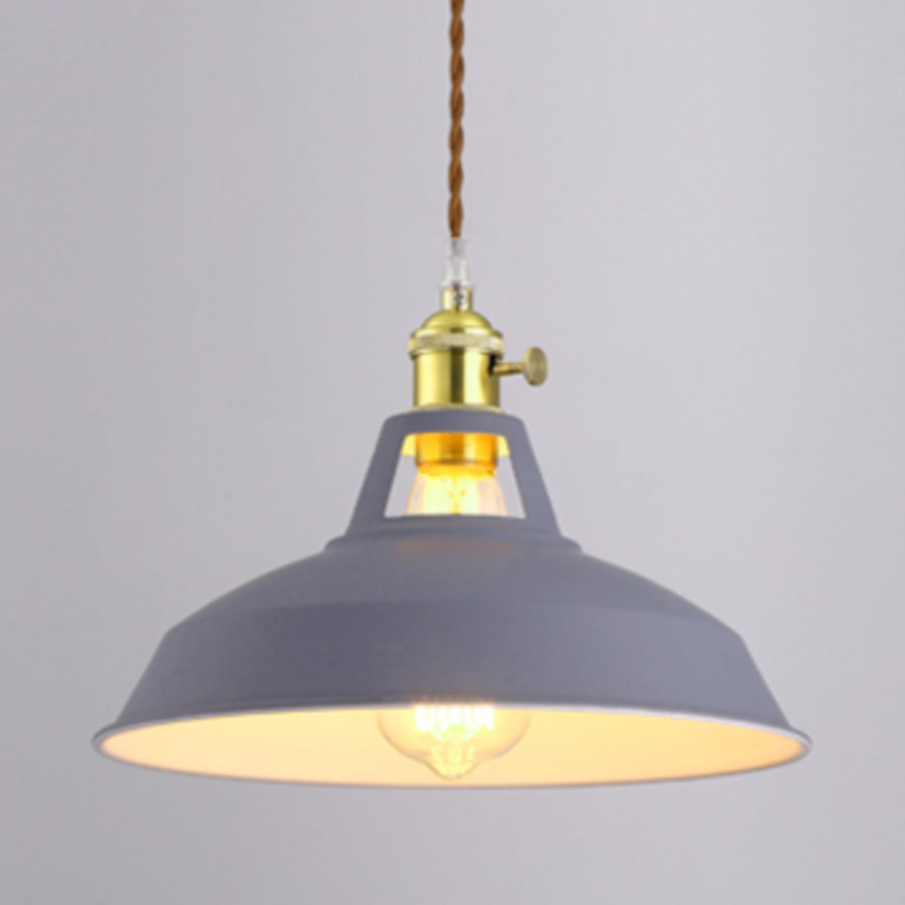 Industrial Metal Pendant Light With Warm Glow for Kitchen and Dining Room in Gray — Greenwich Home & Living