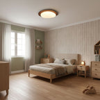 Scandinavian Wood Flush Mount Ceiling Light With Adjustable Color Temperature — Greenwich Home & Living