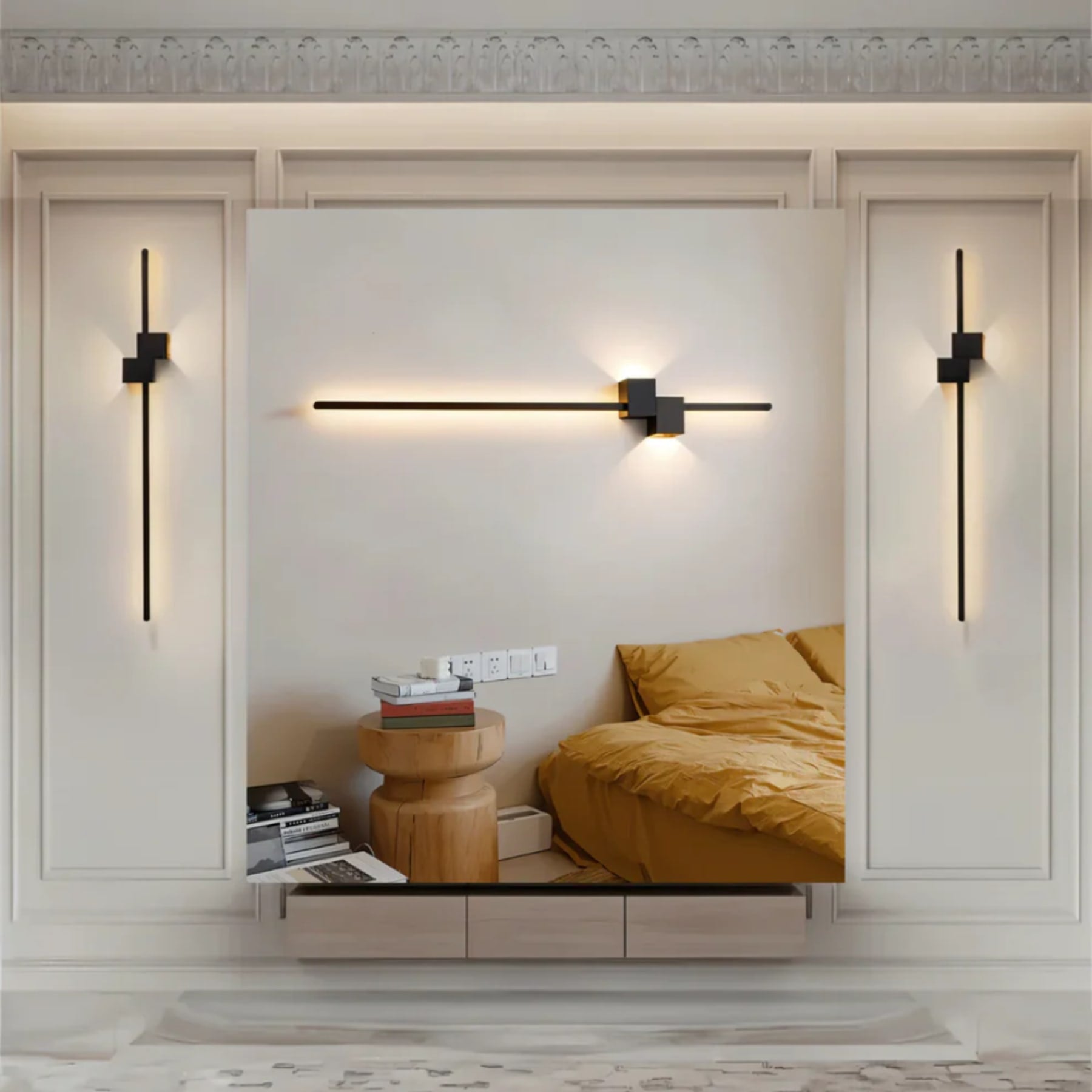 Minimalist Aluminum Wall Light With Integrated Warm LED for Living Room — Greenwich Home & Living