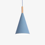 Scandinavian Wood And Aluminum Pendant Light With Three-Color Light For Dining Room in Blue — Greenwich Home & Living