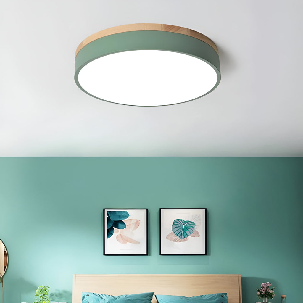 Minimalist Wood Flush Mount Ceiling Light With Remote Dimming — Greenwich Home & Living