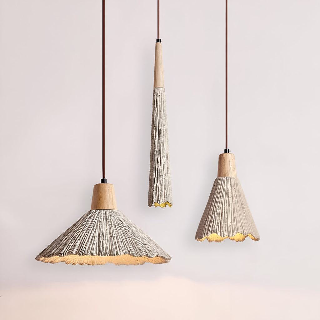 Rustic Wood and Concrete-Look Pendant Light With Warm White Glow for Dining Room — Greenwich Home & Living