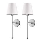 Transitional Aluminum Wall Light With Rechargeable Remote-Control Bulb in Silver — Greenwich Home & Living