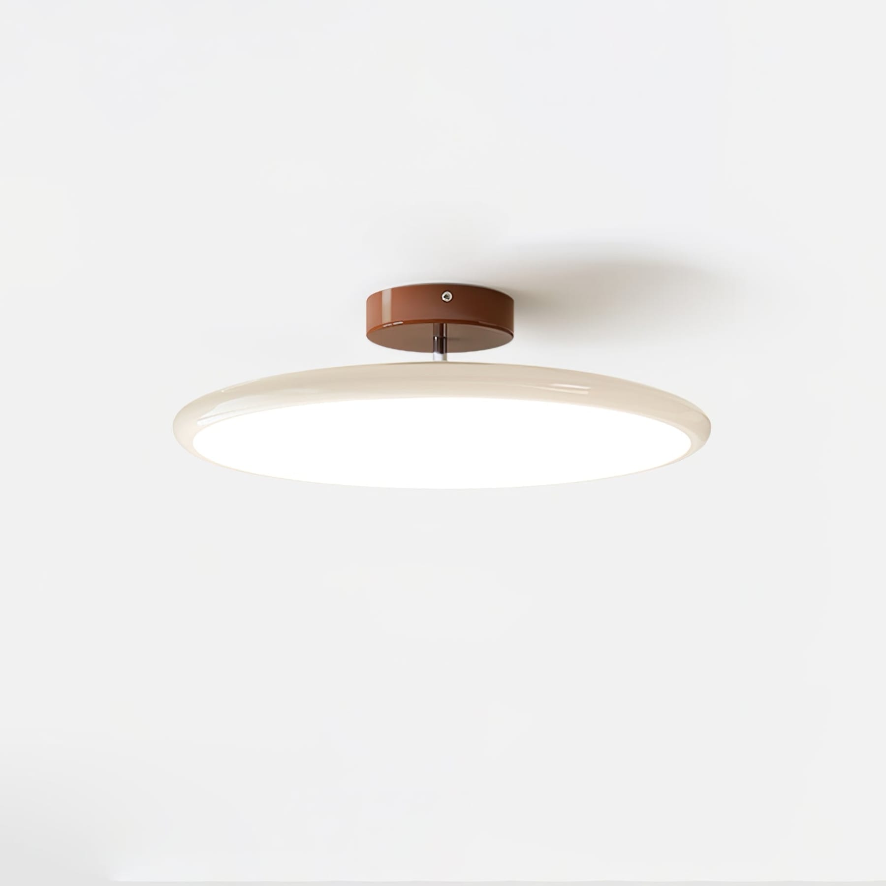 Retro Metal Semi-Flush Mount Ceiling Light With Three-Color Light in Beige — Greenwich Home & Living