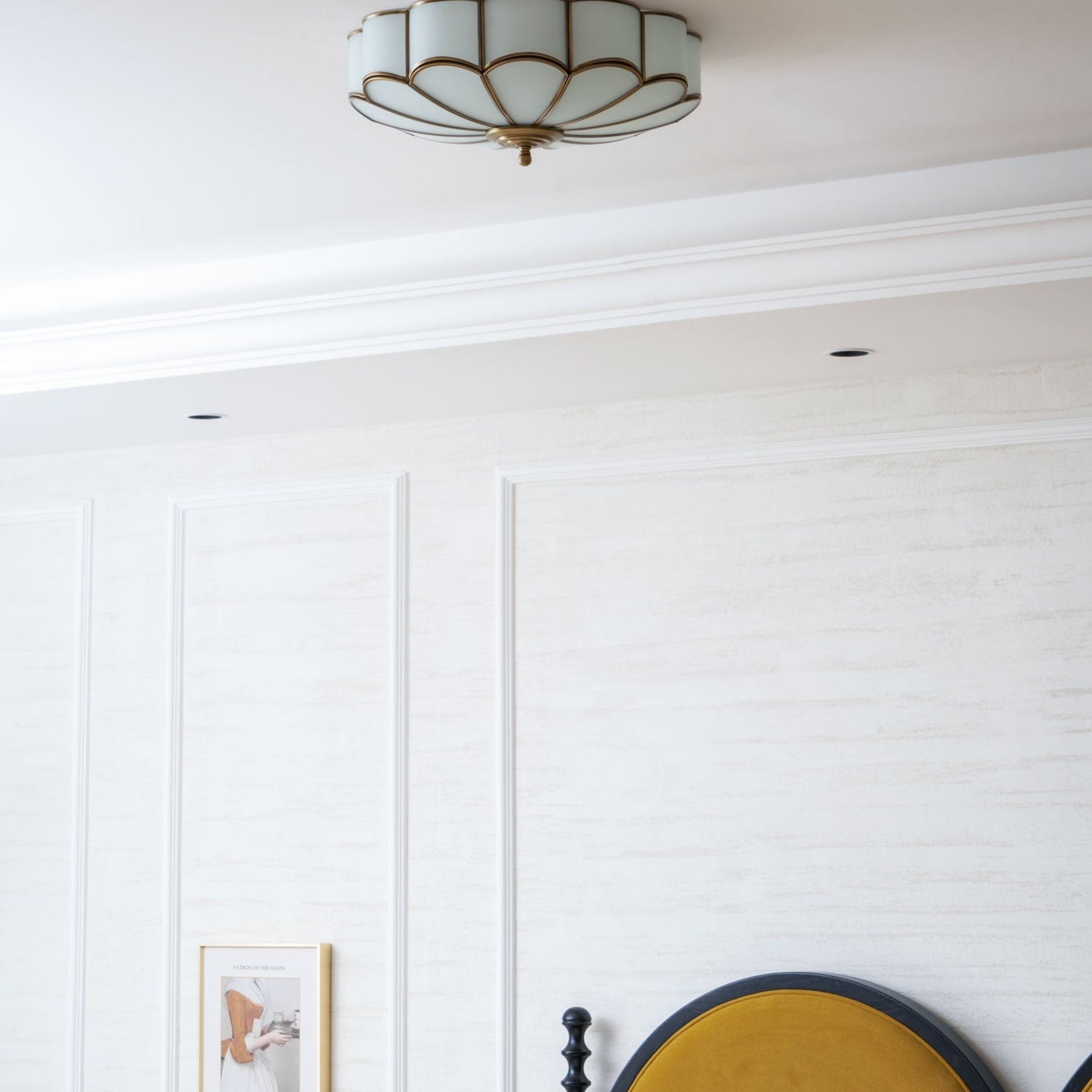 Traditional Brass and Glass Flush Mount Ceiling Light for Living Room — Greenwich Home & Living