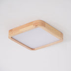 Minimalist Solid Wood Flush Mount Ceiling Light With Tri-Color Lighting — Greenwich Home & Living
