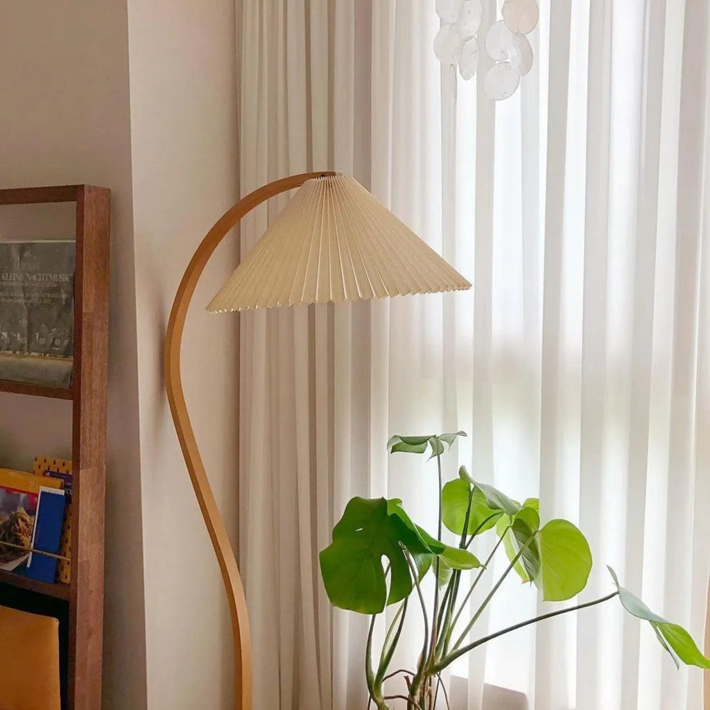 Scandinavian Wood Floor Lamp With Fabric Shade for Living Room — Greenwich Home & Living