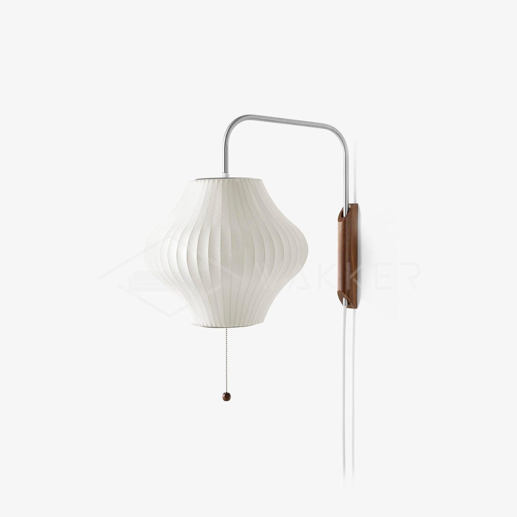 Modern Silk and Walnut Wood Wall Light for Bedroom and Living Room — Greenwich Home & Living