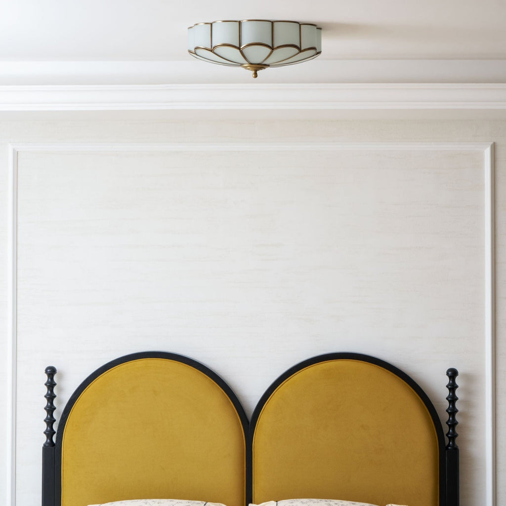 Traditional Brass and Glass Flush Mount Ceiling Light for Living Room — Greenwich Home & Living