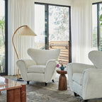Scandinavian Wood Floor Lamp With Fabric Shade for Living Room — Greenwich Home & Living