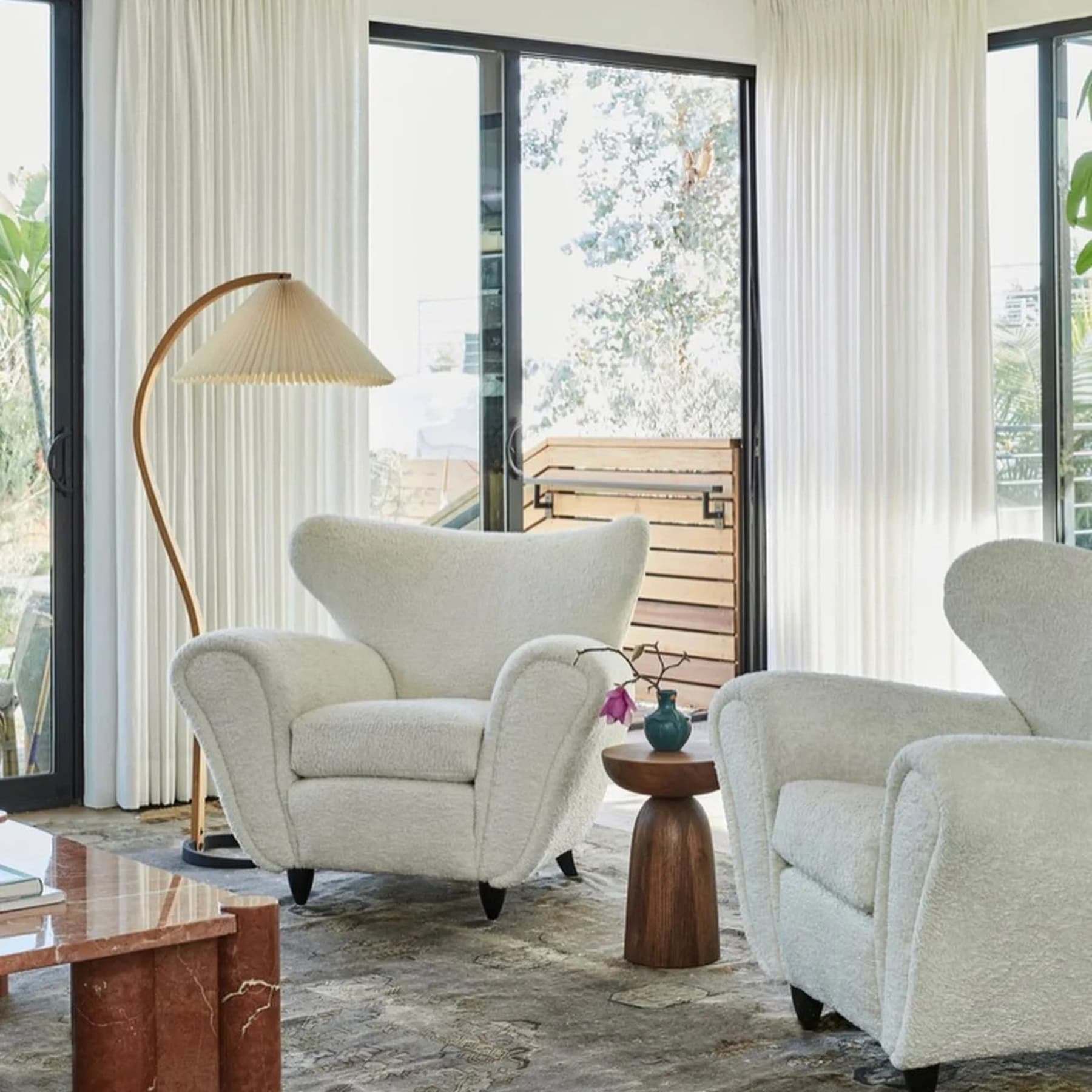 Scandinavian Wood Floor Lamp With Fabric Shade for Living Room — Greenwich Home & Living