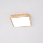 Minimalist Solid Wood Flush Mount Ceiling Light With Tri-Color Lighting — Greenwich Home & Living
