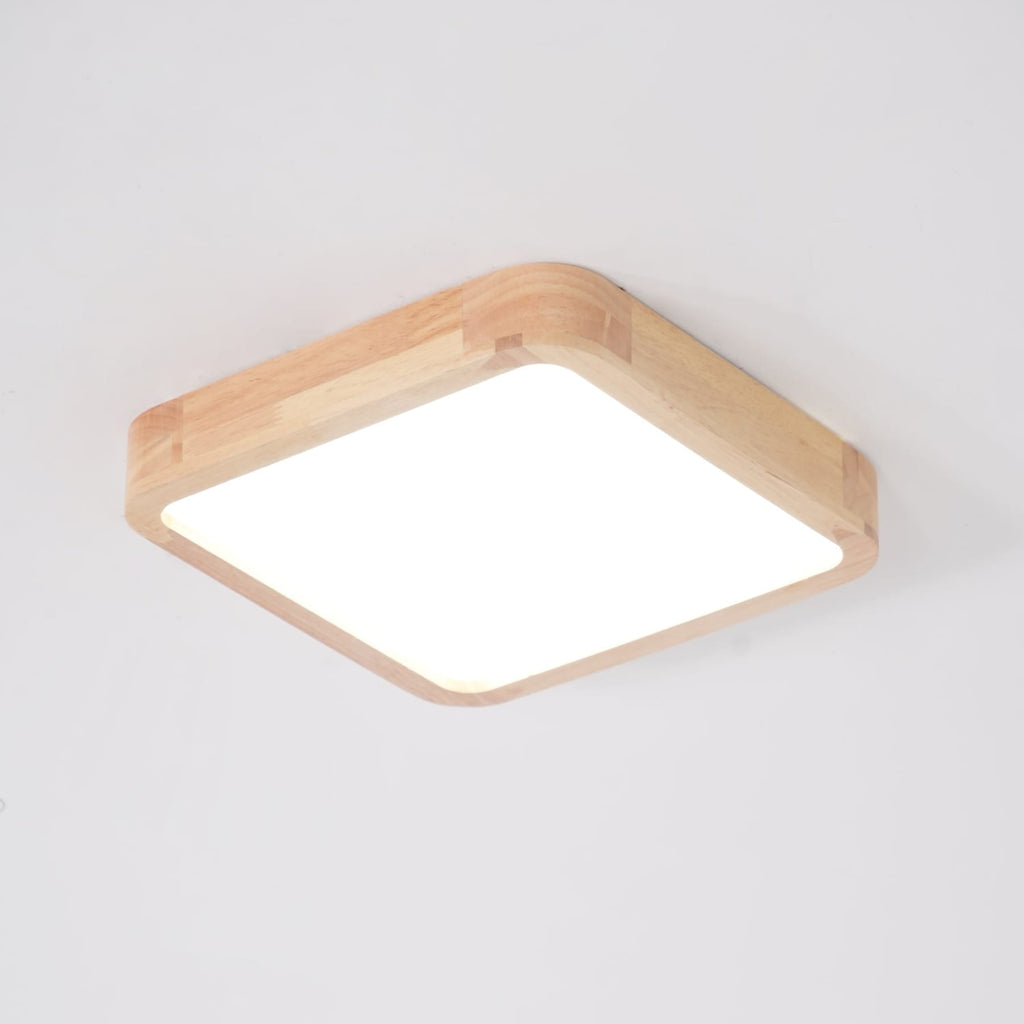 Minimalist Solid Wood Flush Mount Ceiling Light With Tri-Color Lighting — Greenwich Home & Living
