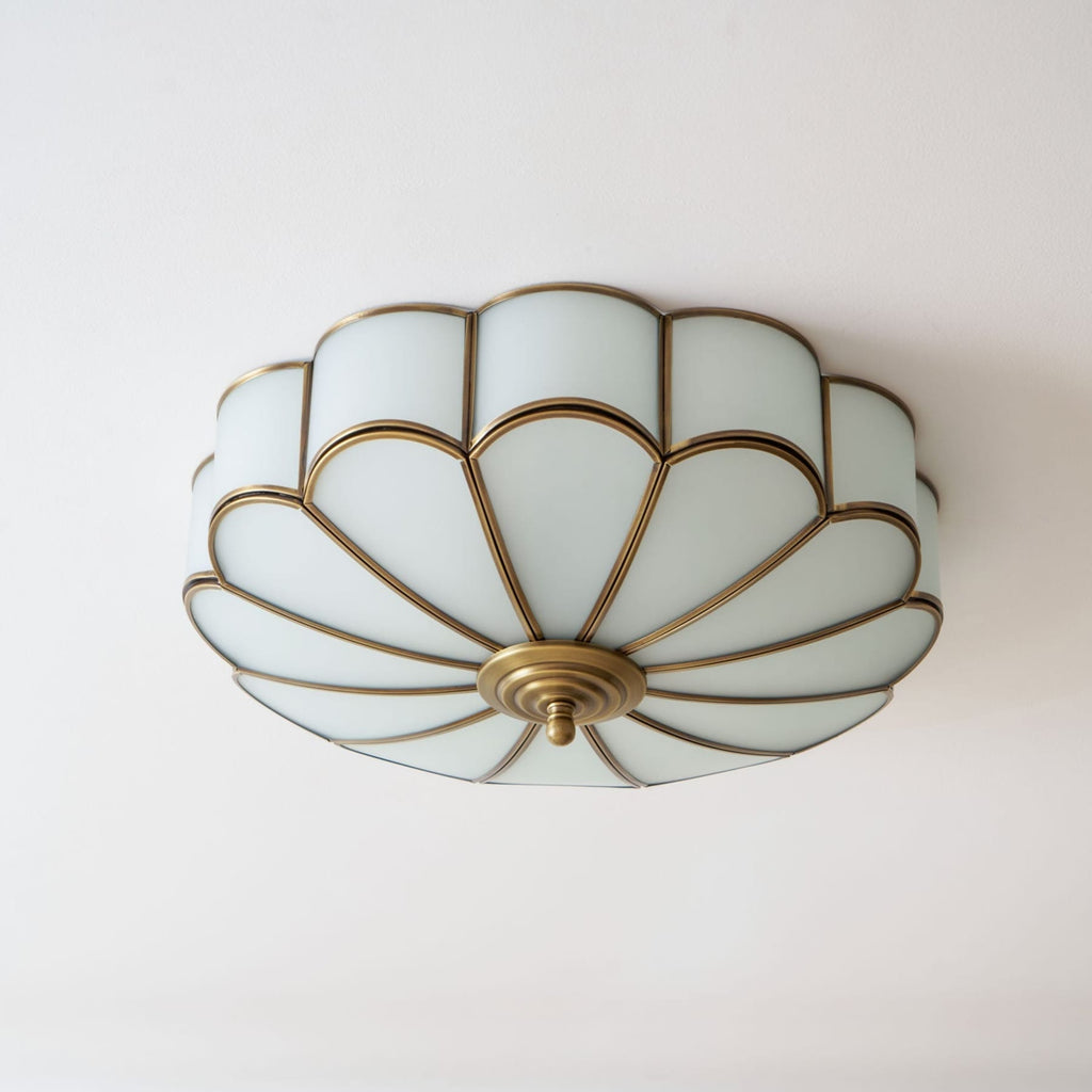 Traditional Brass and Glass Flush Mount Ceiling Light for Living Room — Greenwich Home & Living