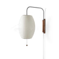 Modern Silk and Walnut Wood Wall Light for Bedroom and Living Room in Style A - ∅ 11" x 16" (28 x 40 cm) — Greenwich Home & Living