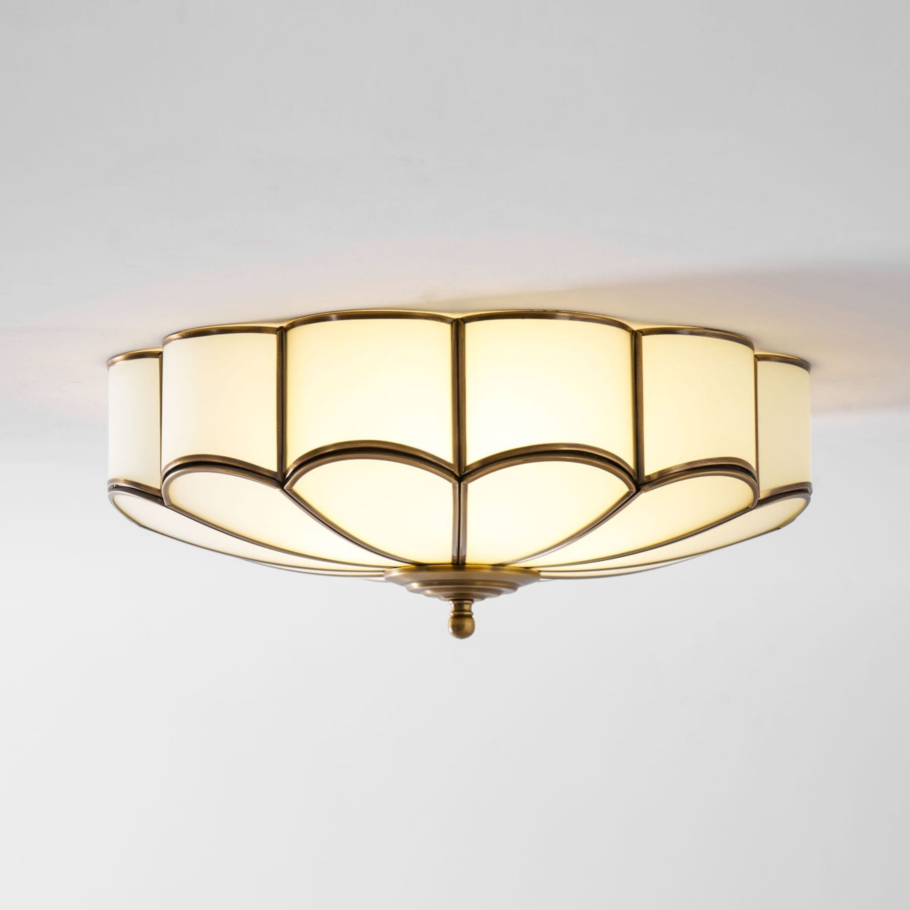 Traditional Brass and Glass Flush Mount Ceiling Light for Living Room — Greenwich Home & Living